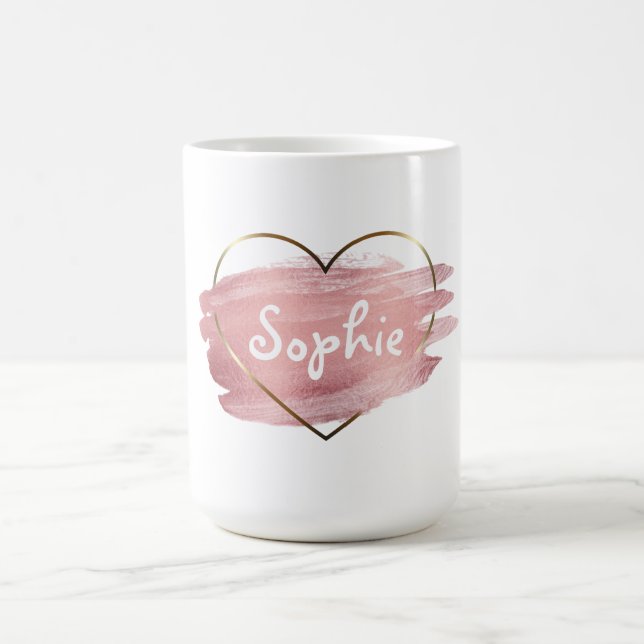 Personligen Golden eart pastel rosa aquarelle Kaffemugg (Center)
