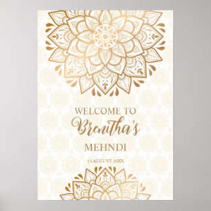 Personligen Golden mandala Mehndi välkommen Poster