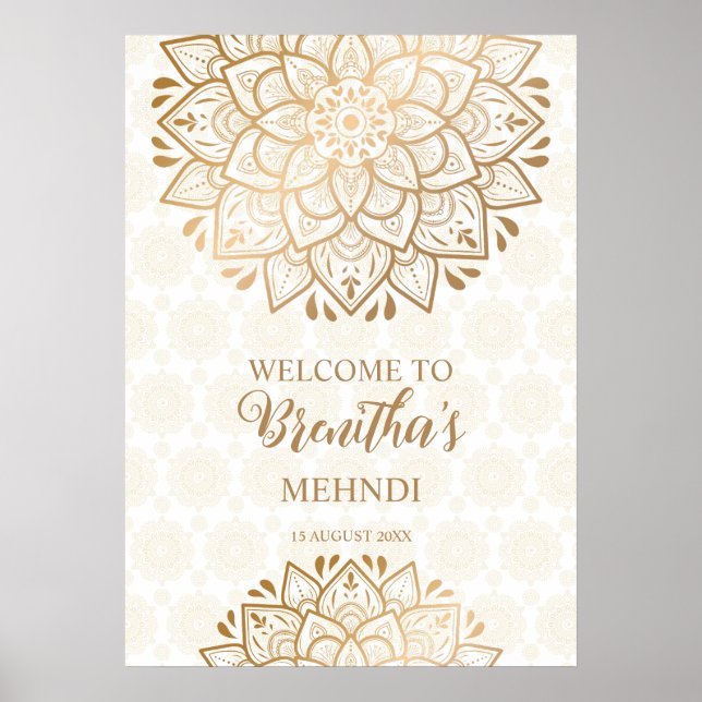 Personligen Golden mandala Mehndi välkommen Poster (Framsidan)