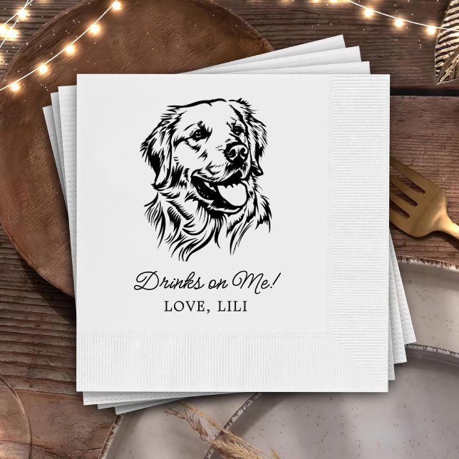 Personligen Golden Retriever Hund Drinks på mig Pappersservett (Skapare uppladdad)