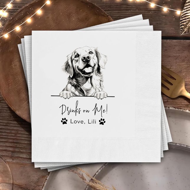 Personligen Golden Retriever Hund Drinks på mig Pappersservett (Skapare uppladdad)