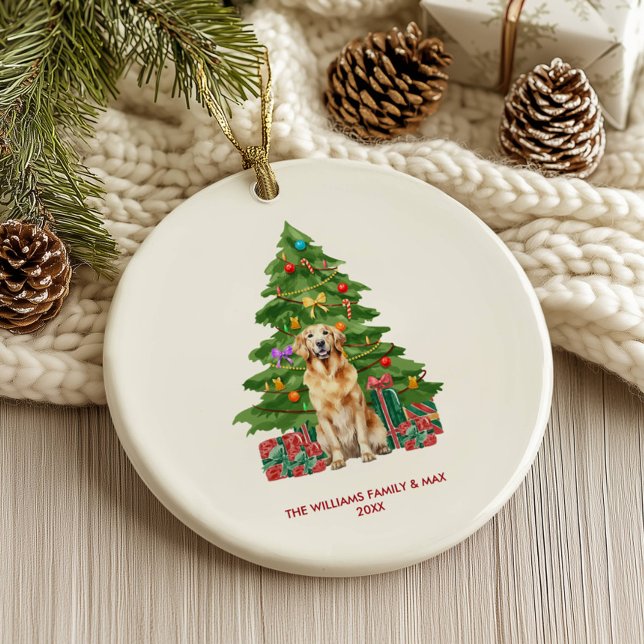 Personligen Golden Retriever Hund jul Julgransprydnad Keramik (Skapare uppladdad)