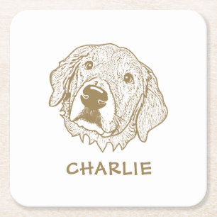 Personligen Golden Retriever Hund Underlägg Papper Kvadrat