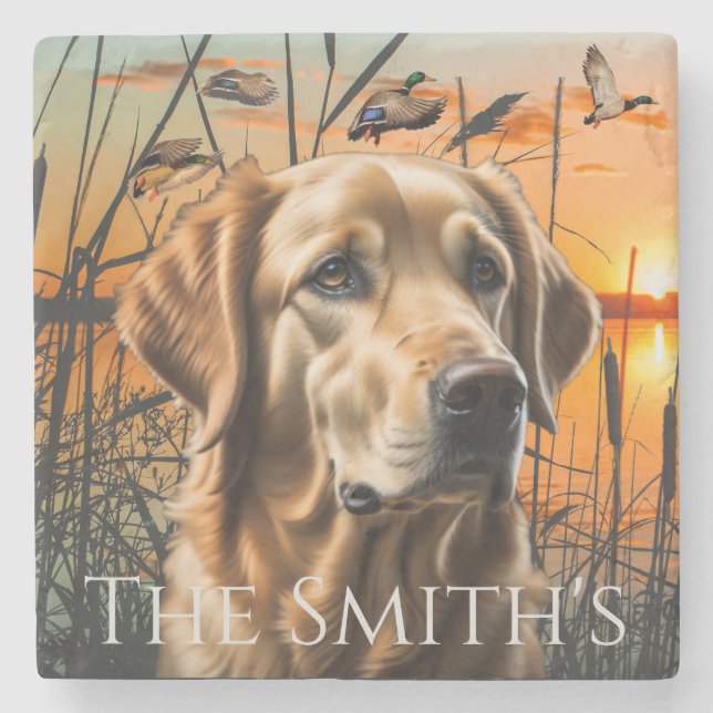 Personligen Golden Retriever Stenunderlägg (Framsidan)