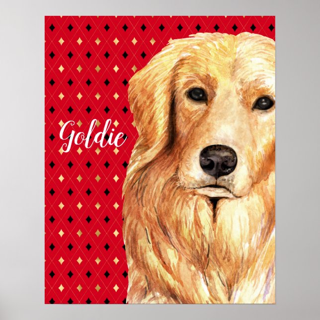 Personligen Golden Retriever Watercolor Poster (Framsidan)