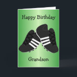 Personligen Grandson Birthday Kort<br><div class="desc">Fotbollsskor med hälsningskort för barnbarn. Anpassa det här födelsedagskortet med valfri text och skriv sedan ut det och skicka det till dig eller ladda ned det direkt till din mobila enhet. Om du behöver hjälp med att anpassa kontaktar du oss genom länken på den här sidan. Fotbollsformat personlig för barnsons...</div>