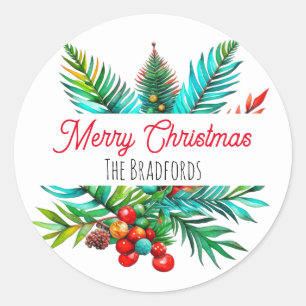 Personligen Gräs God jul Runt Klistermärke