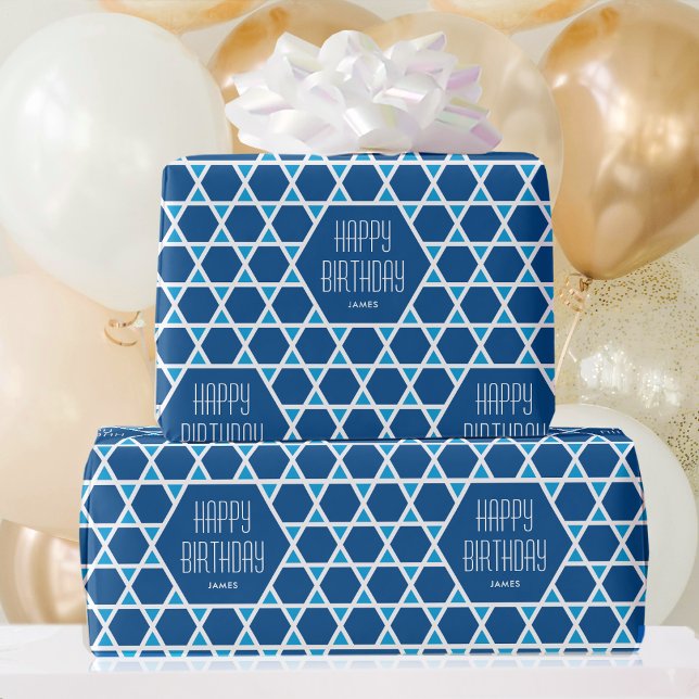 Personligen Grattis på födelsedagen Blue Star Möns Presentpapper (Skapare uppladdad)