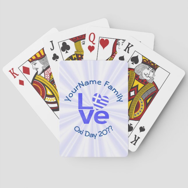Personligen Grekland Heart Flagga Blue KÄRLEK Casinokort (Baksidan)