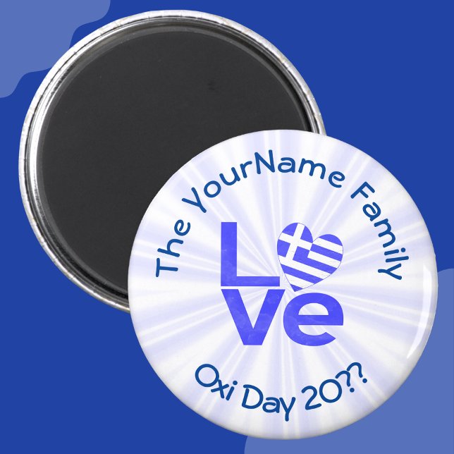 Personligen Grekland Heart Flagga Blue KÄRLEK Magnet (Skapare uppladdad)