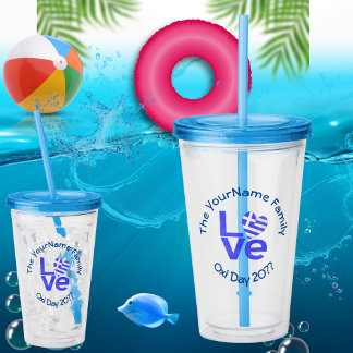 Personligen Grekland Heart Flagga Blue KÄRLEK Take Away Mugg