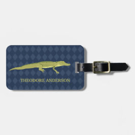 Personligen grönt Alligator Realistic Graphic Bagagebricka