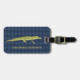 Personligen grönt Alligator Realistic Graphic Bagagebricka