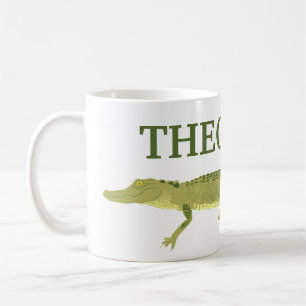Personligen grönt Alligator Realistic Graphic Kaffemugg