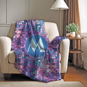 Personligen Groovy Blue & Lila Disco Boll Fleecefilt