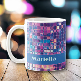 Personligen Groovy Blue & Lila Disco Boll Kaffemugg