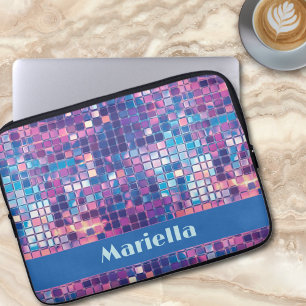 Personligen Groovy Blue & Lila Disco Boll Laptop Fodral