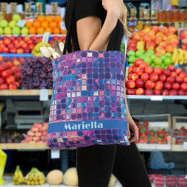 Personligen Groovy Blue & Lila Disco Boll Tygkasse