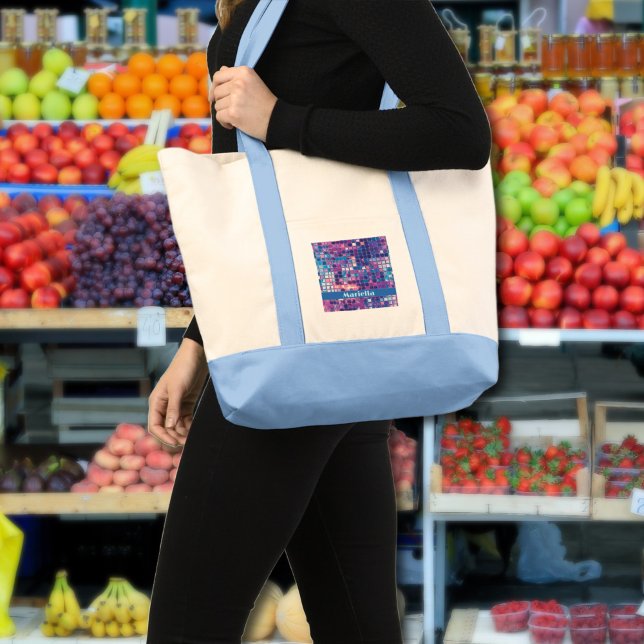 Personligen Groovy Blue & Lila Disco Boll Tygkasse (Groovy blue and purple Disco Ball Personalized Tote bag)