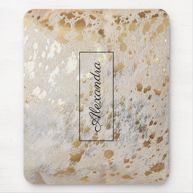 Personligen Guld Cowhide Skriv ut metallic Mouse P Musmatta (Framsidan)