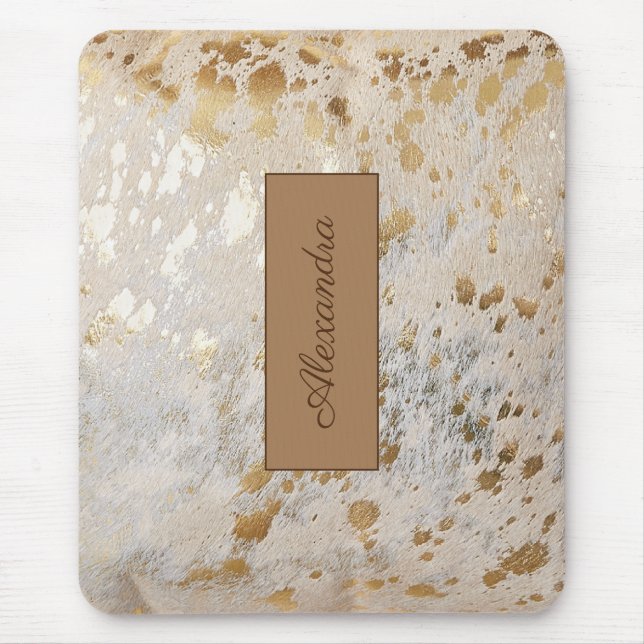 Personligen Guld Cowhide Skriv ut metallic Mouse P Musmatta (Framsidan)