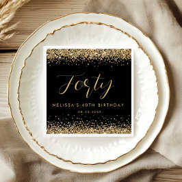 Personligen guld Glitter 40 Födelsedagsfest Pappersservett