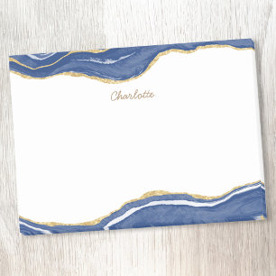 Personligen Guld Glitter i marmor, blå marmor Post-it Block