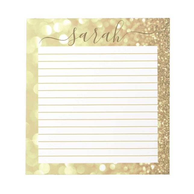 Personligen Guld Glitter Lining Anteckningsblock (Framsida)