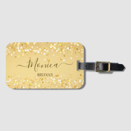 personligen Guld guldsparkler Bagagebricka