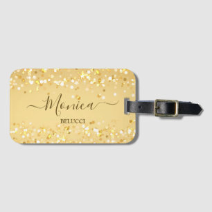 personligen Guld guldsparkler Bagagebricka