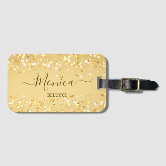 personligen Guld guldsparkler Bagagebricka (Framsida horisontal)