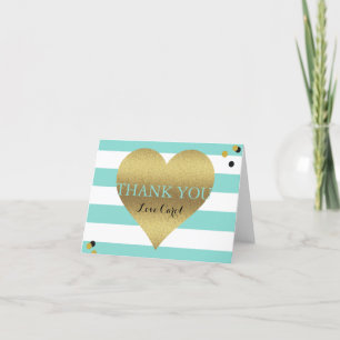 Personligen Guld Heart Teal Blue Kort