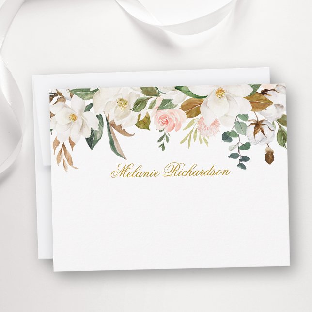 PERSONLIGEN GULD i BLOMMIGTEN RO Anteckningskort (Customize to change text size, color, style or to add more text to front or back of card.)