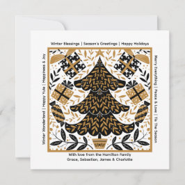 Personligen guld och Svarta Julgran Julkort