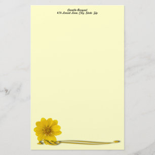 Personligen gult Flower Photo och Filigree Brevpapper
