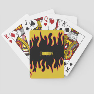 Personligen gult, röda och svarta glödlampor casinokort