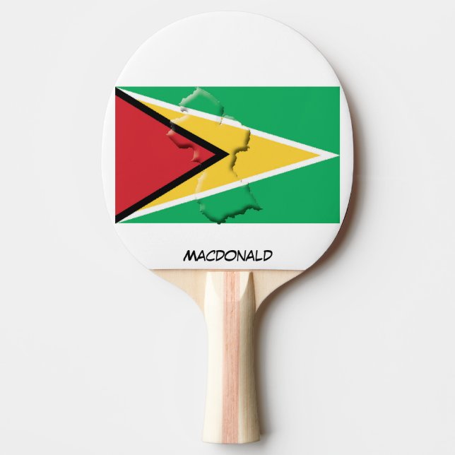 PERSONLIGEN GUYANA FLAGGA & KARTA PINGISRACKET (Framsidan)