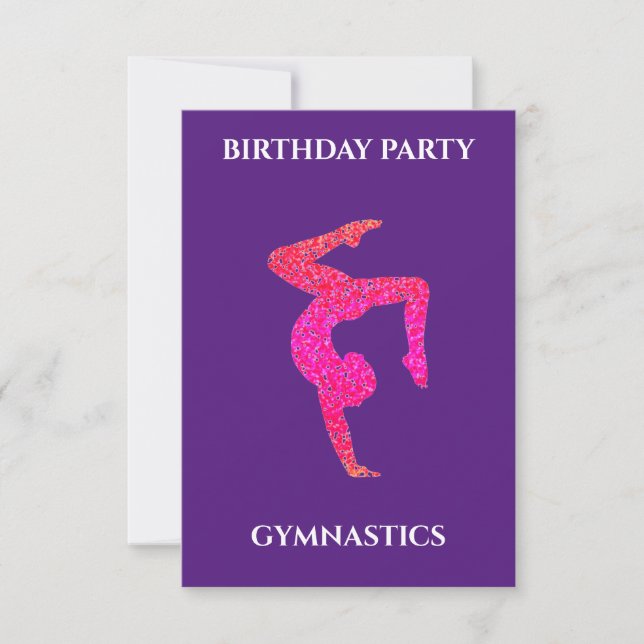 personligen "GYMNASTICS" BIRTHDAY INVITATIONS. (Framsida)