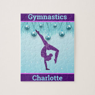 Personligen Gymnastics jul Lila Aqua  Pussel