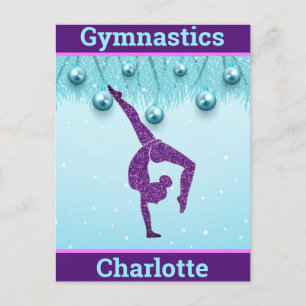 Personligen Gymnastics jul Lila Aqua Vykort