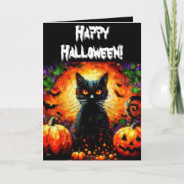 Personligen Halloween Black Cat & Jack-O-Lanterns Kort