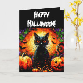 Personligen Halloween Black Cat & Jack-O-Lanterns Kort