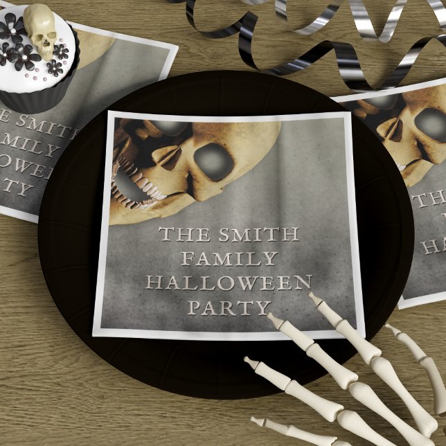 Personligen Halloween fest Spooky Skeleton Skull Pappersservett (Halloween Party Spooky Skeleton Skull Personalised Napkins just for you)