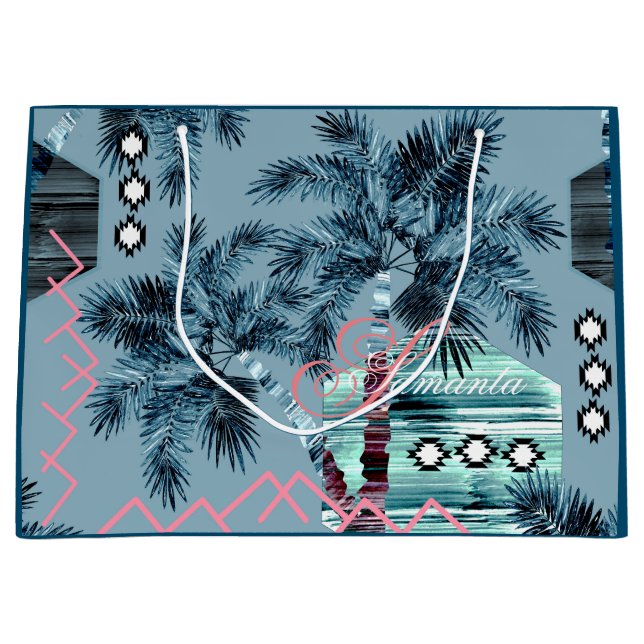 personligen Handflatan Hawaiian blue black monogra (Framsidan)