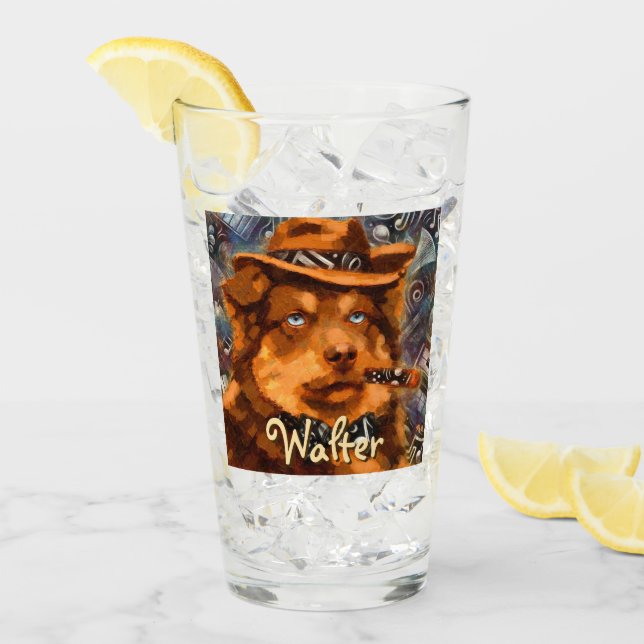 Personligen Handsome Gangster Hund w/Blue Ögon Glaskopp (Framsida Ice)