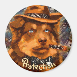 Personligen Handsome Gangster Hund w/Blue Ögon Magnet