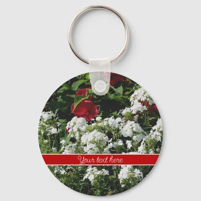 Personligen Hibiscus och Phlox Flowers Nyckelring (Framsida)