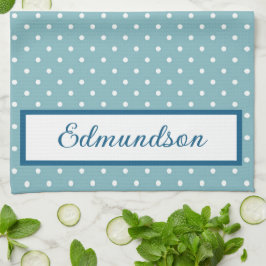 Personligen himmel Blue and White Polka Dot Kökshandduk