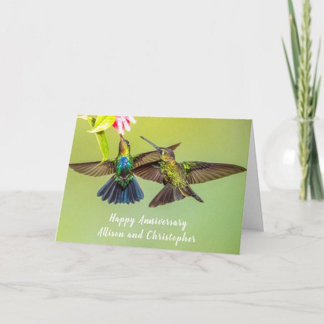 Personligen Hummingbird Lovebird Kort (Framsida)