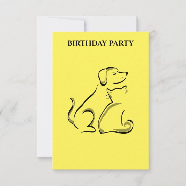 "PERSONLIGEN HUND & CAT BIRTHDAY INVITATIONS. (Framsida)